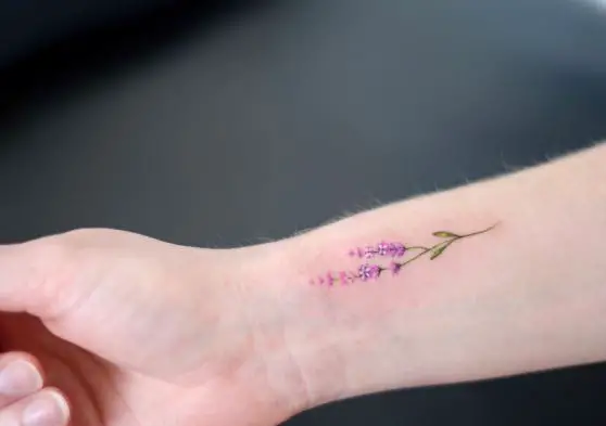 Tiny Lavender Wrist Tattoo