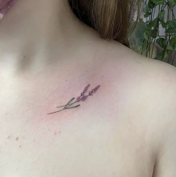 Tiny Purple Lavender Strands Tattoo