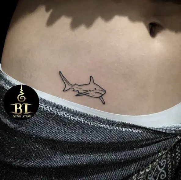 Tiny Shark Tattoo on the Tummy