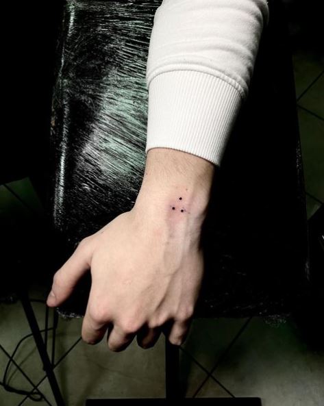 Tiny Three Dot Triangle Tattoo on Hands