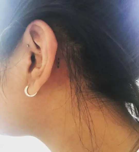 Tiny Three Dots Tattoo Behind the Ear