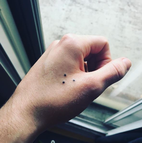 Tiny Three Dots Tattoo on Hands