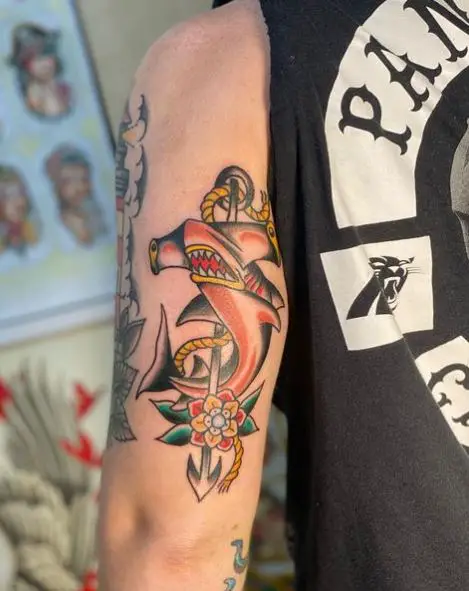 Tradish Shark and Arrow Tattoo