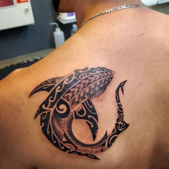 Tribal Shark Tattoo on the Back