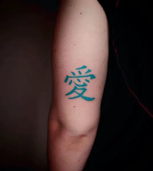 Turquoise Blue Kanji Tattoo