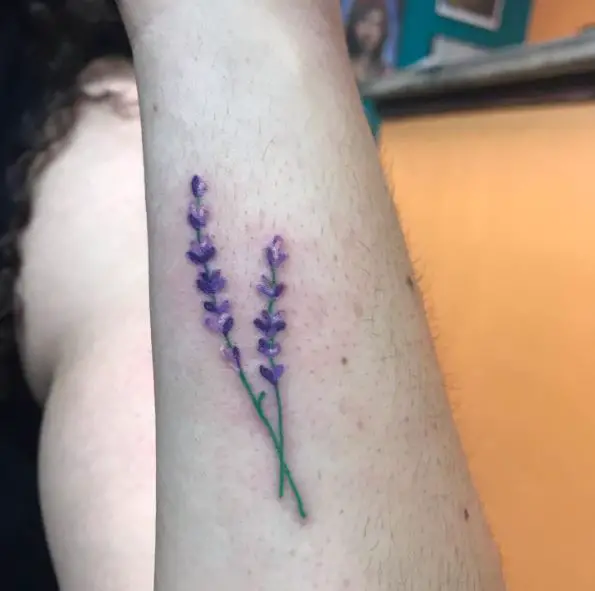 Twin Lavender Forearm Tattoo