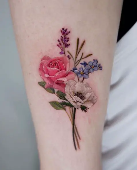 Variety of Florals Tattoo Design