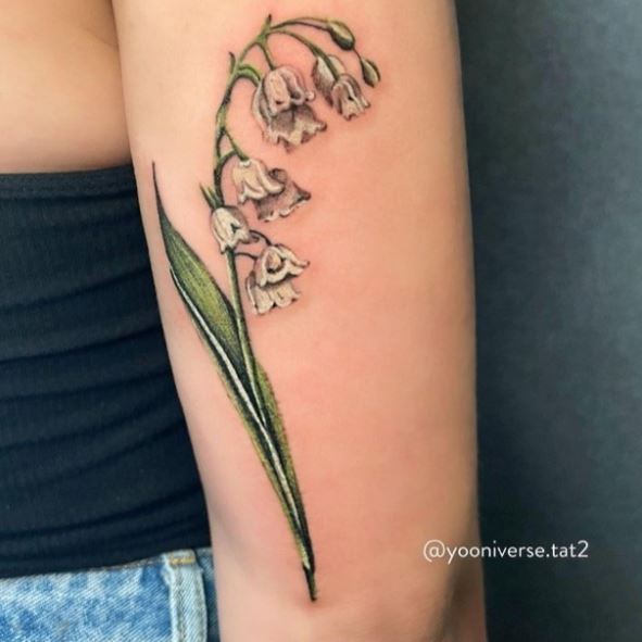 Vibrant Colors Lily of the Valley Tattoo