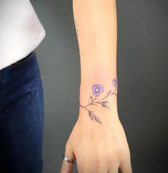 Vine Wrist Tattoo with Violets