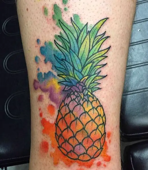 Water Colored Pineapple Tattoo Piece