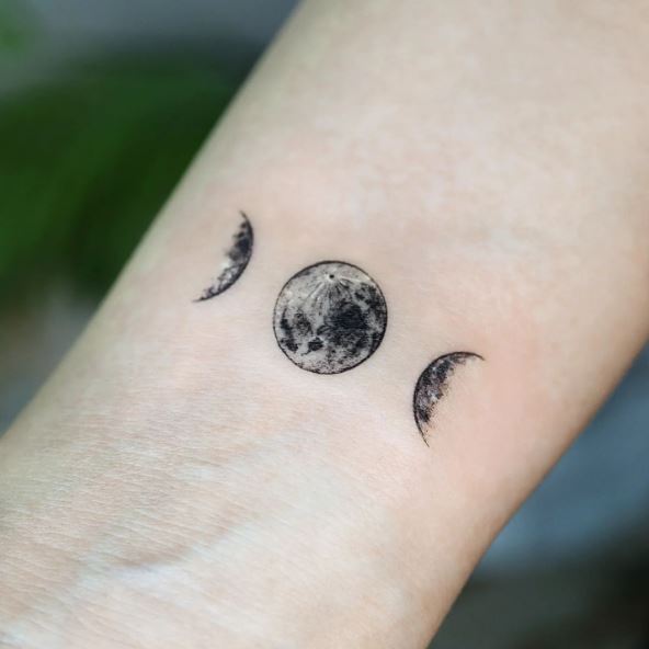 Waxing Moon, Waning Moon, and Full Moon Tattoo