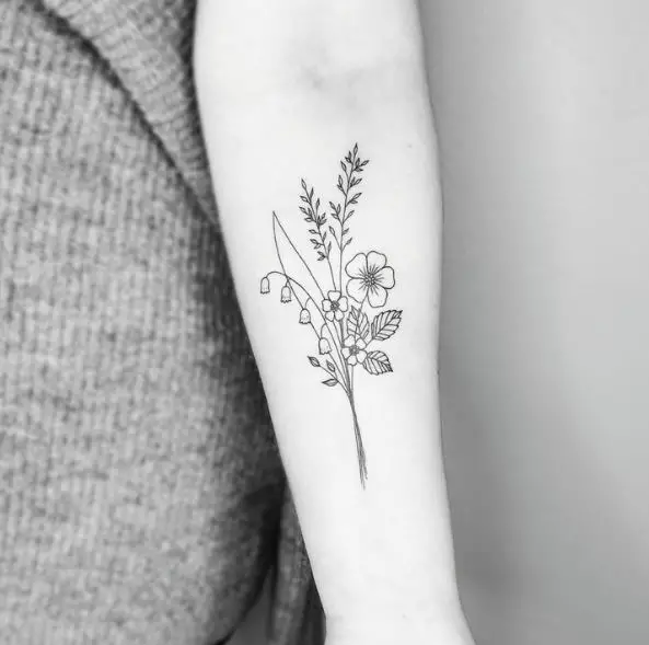 Wild Flowers Forearm Tattoo