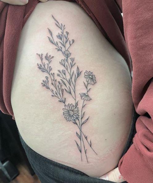 Wildflowers Fineline Tattoo Piece