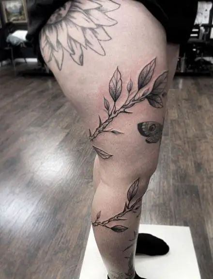 Wraparound Vine Tattoo on Legs