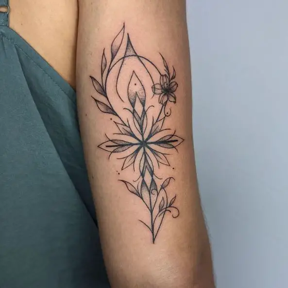 Floral Ankh Arm Tattoo