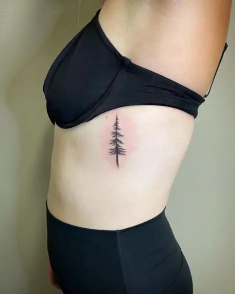 Little Pine Tree Ribs Tattoo