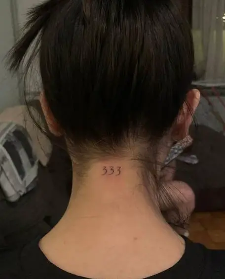 Minimalistic 333 Neck Tattoo