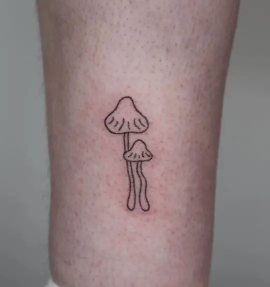 Minimalistic Mushroom Leg Tattoo