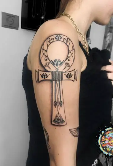 Ornamented Ankh Arm Tattoo