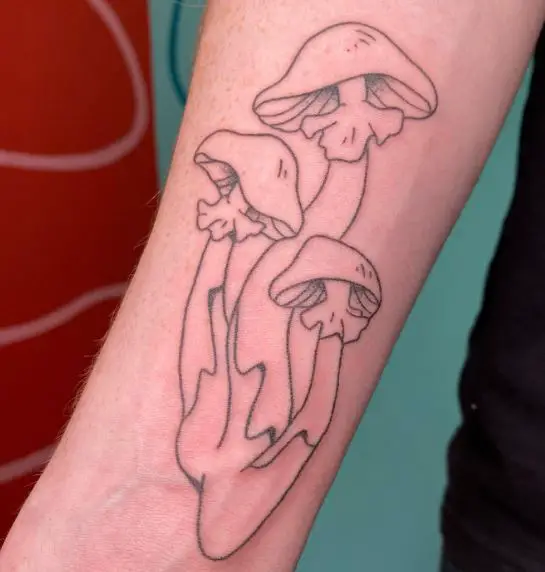 Three Mushrooms Forearm Tattoo