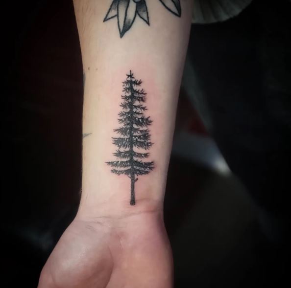 Little Pine Tree Wrist Tattoo