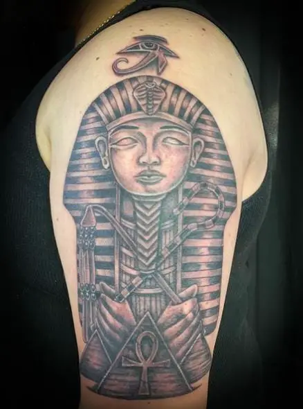 Pharaoh and Ankh Arm Tattoo