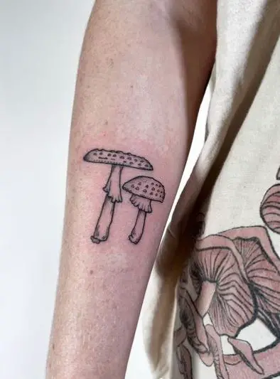 Two Mushrooms Forearm Tattoo