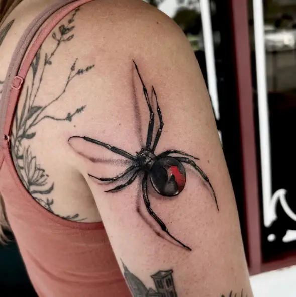 Black Widow Shoulder Tattoo