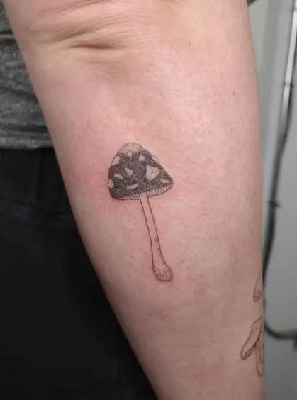 Small Mushroom Forearm Tattoo