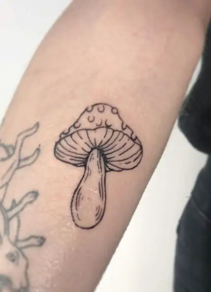 Minimalistic Mushroom Forearm Tattoo