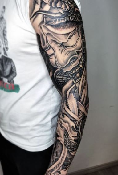 Samurai Warrior Arm Sleeve Tattoo
