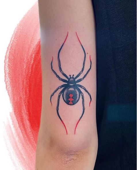Red Legs on Black Widow Arm Tattoo