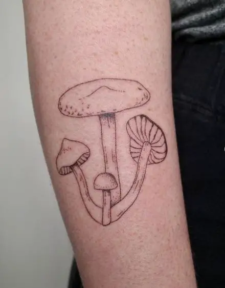 Grey Mushrooms Forearm Tattoo