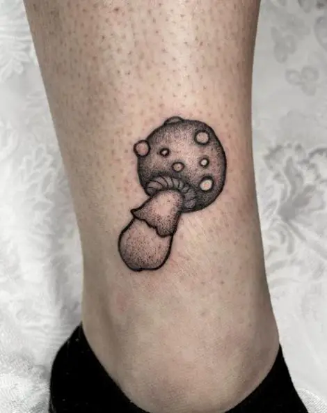 Small Mushroom Ankle Tattoo