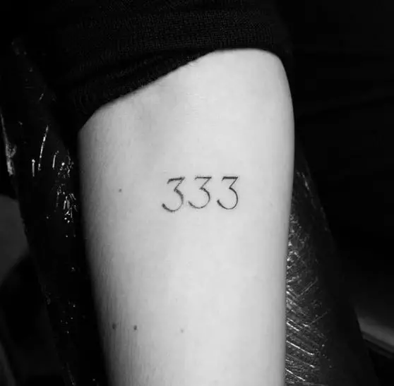 Thin Black 333 Forearm Tattoo