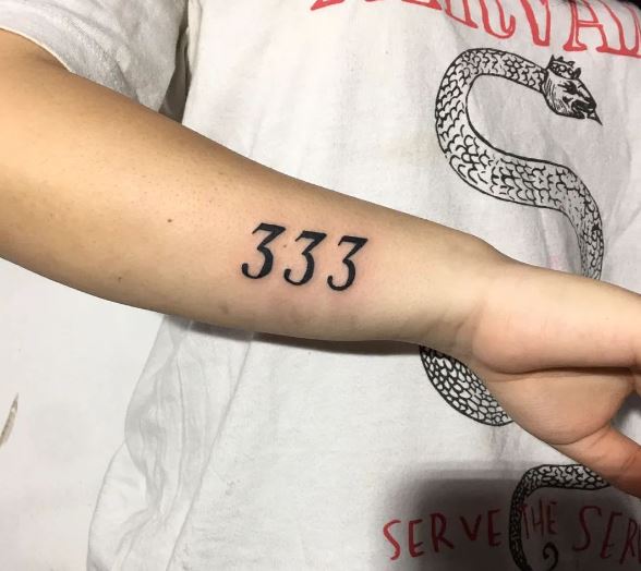 Black Bold 333 Forearm Tattoo