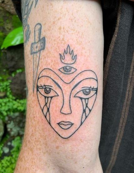 Crying Heart with Third Eye Arm Tattoo