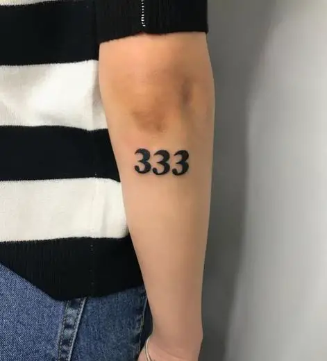 Bold Black 333 Forearm Tattoo