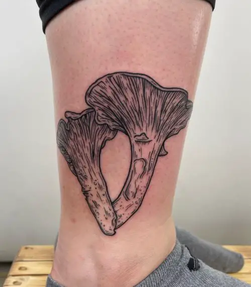 Black and Grey Mushrooms Ankle Tattoo