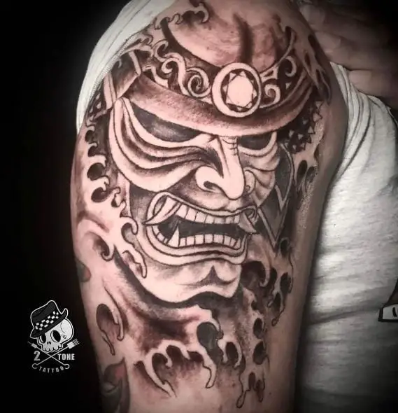Hannya Mask on Samurai Arm Tattoo