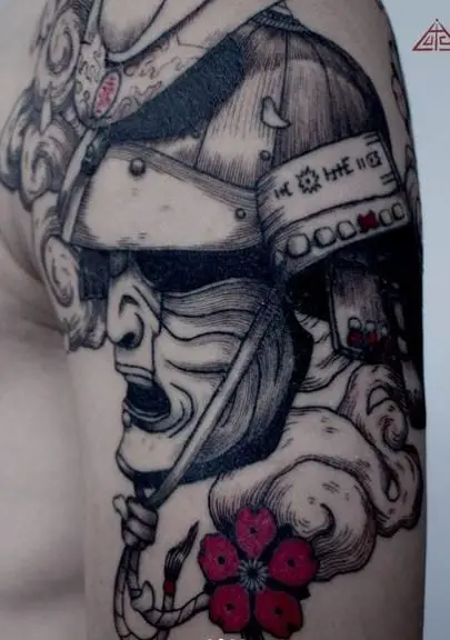 Rad Flower and Samurai Arm Tattoo