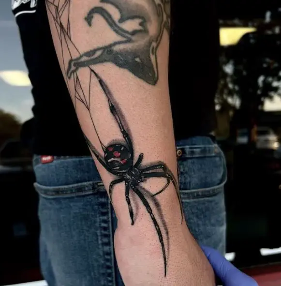 Black Widow Elbow Tattoo