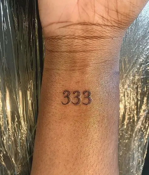 Black and White 333 Wrist Tattoo