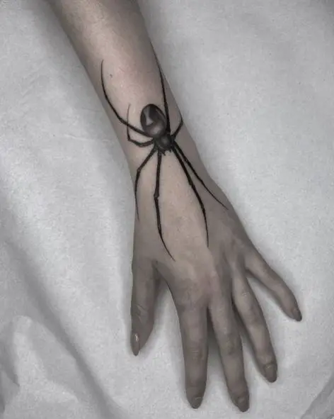 Black Widow Wrist Tattoo