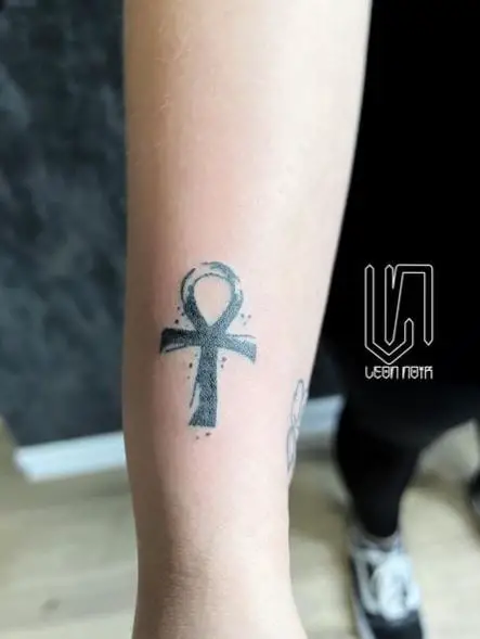 Grey Ankh Forearm Tattoo