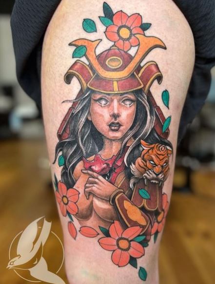 Samurai Girl Arm Tattoo