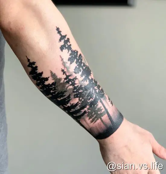 Dark Forest Forearm Tattoo