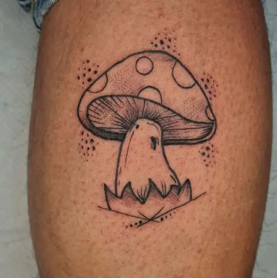 Black and Grey Mushroom Tattoo