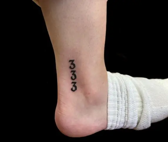Vertical 333 Ankle Tattoo