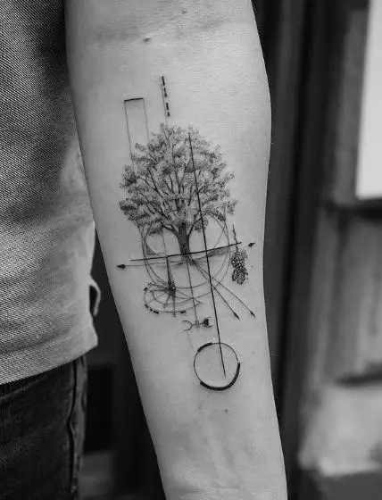Geometric Tree Forearm Tattoo